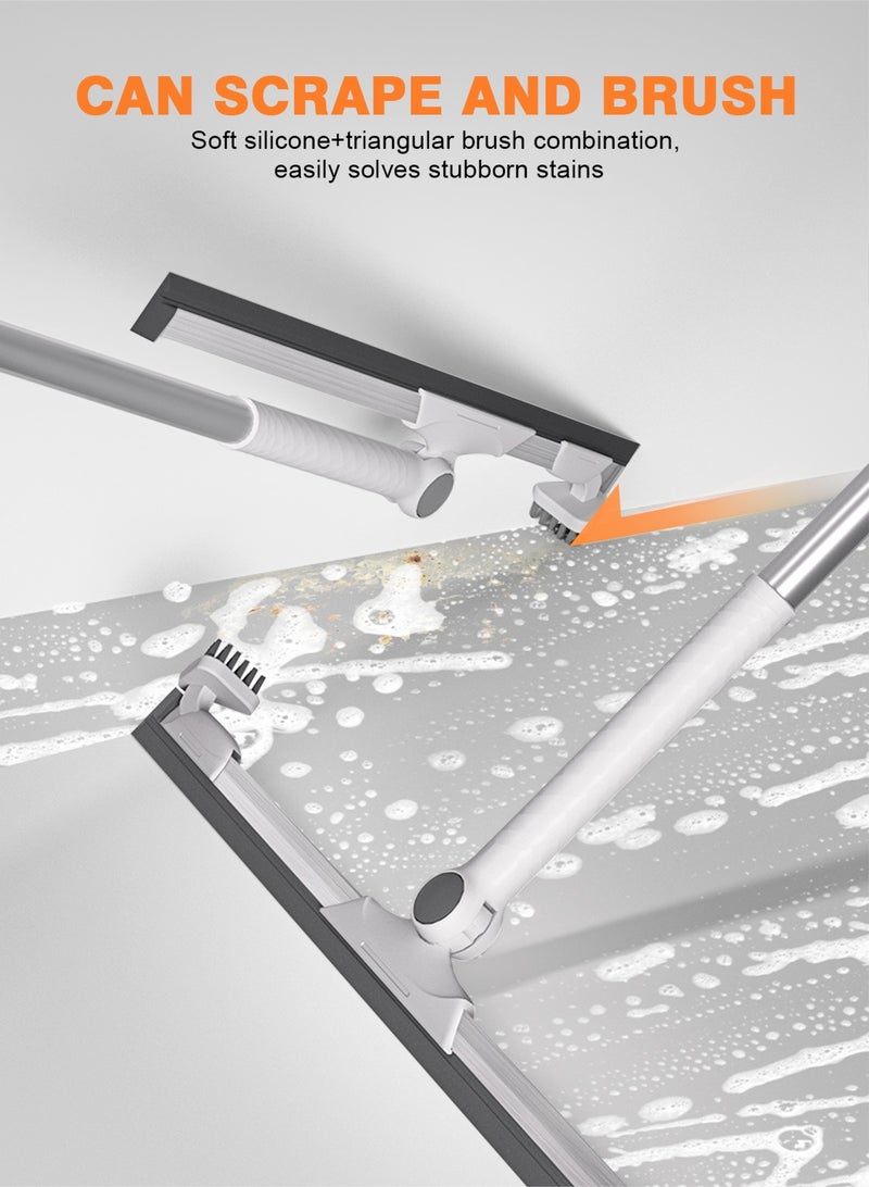 HomarKet Multifunction Magic Broom, Squeegee Broom for Floor, Rubber Silicone Broom with Small Cleaning Brush for Floor Cleaning, Magic Broom Sweeper for Living Room, Kitchen, Bathroom-Easy Dry The Glass (Grey, 45.3 INCH) - Image 2